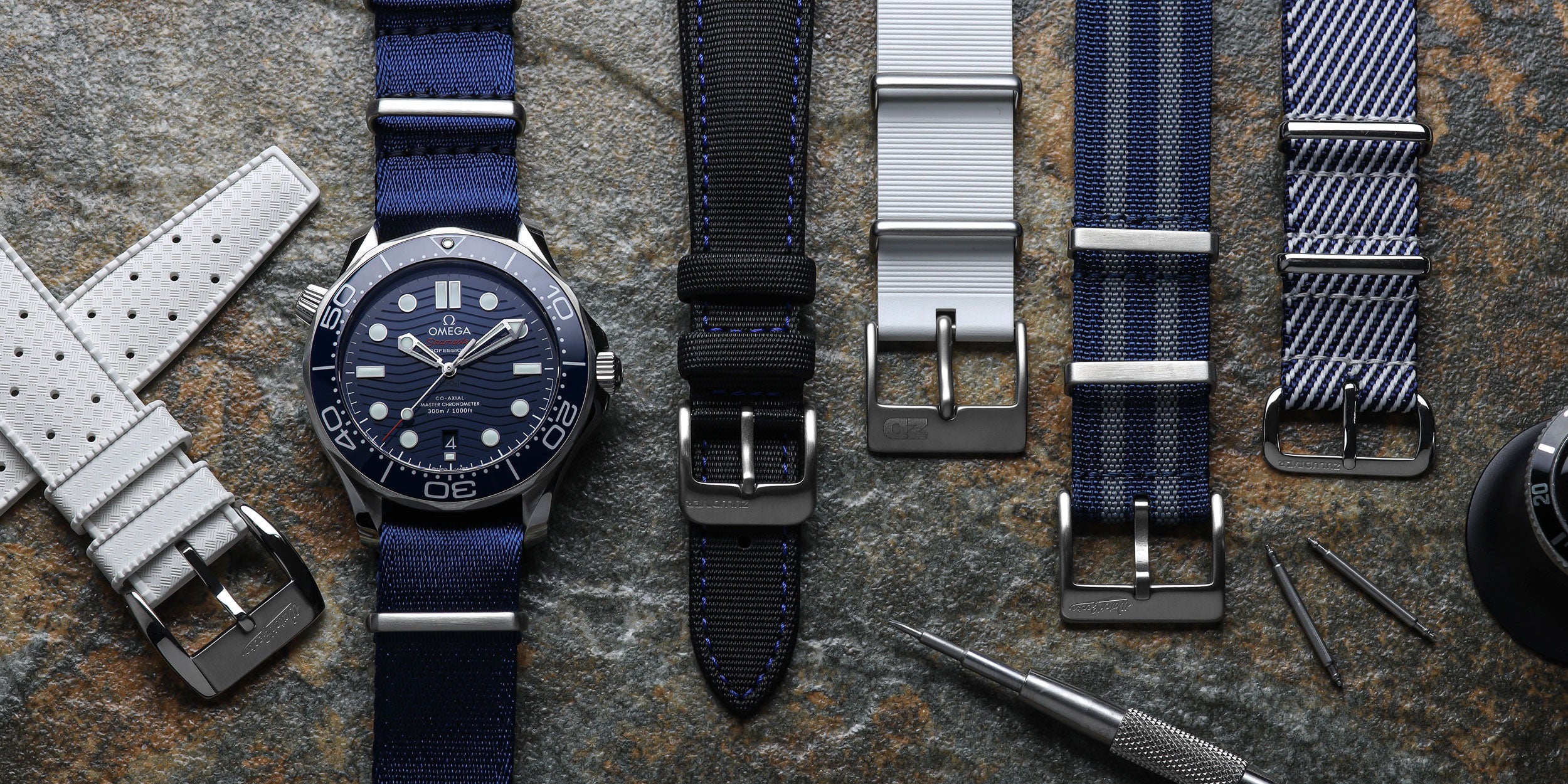 Omega Seamaster Strap Showcase | WatchGecko, image size:2500x1250