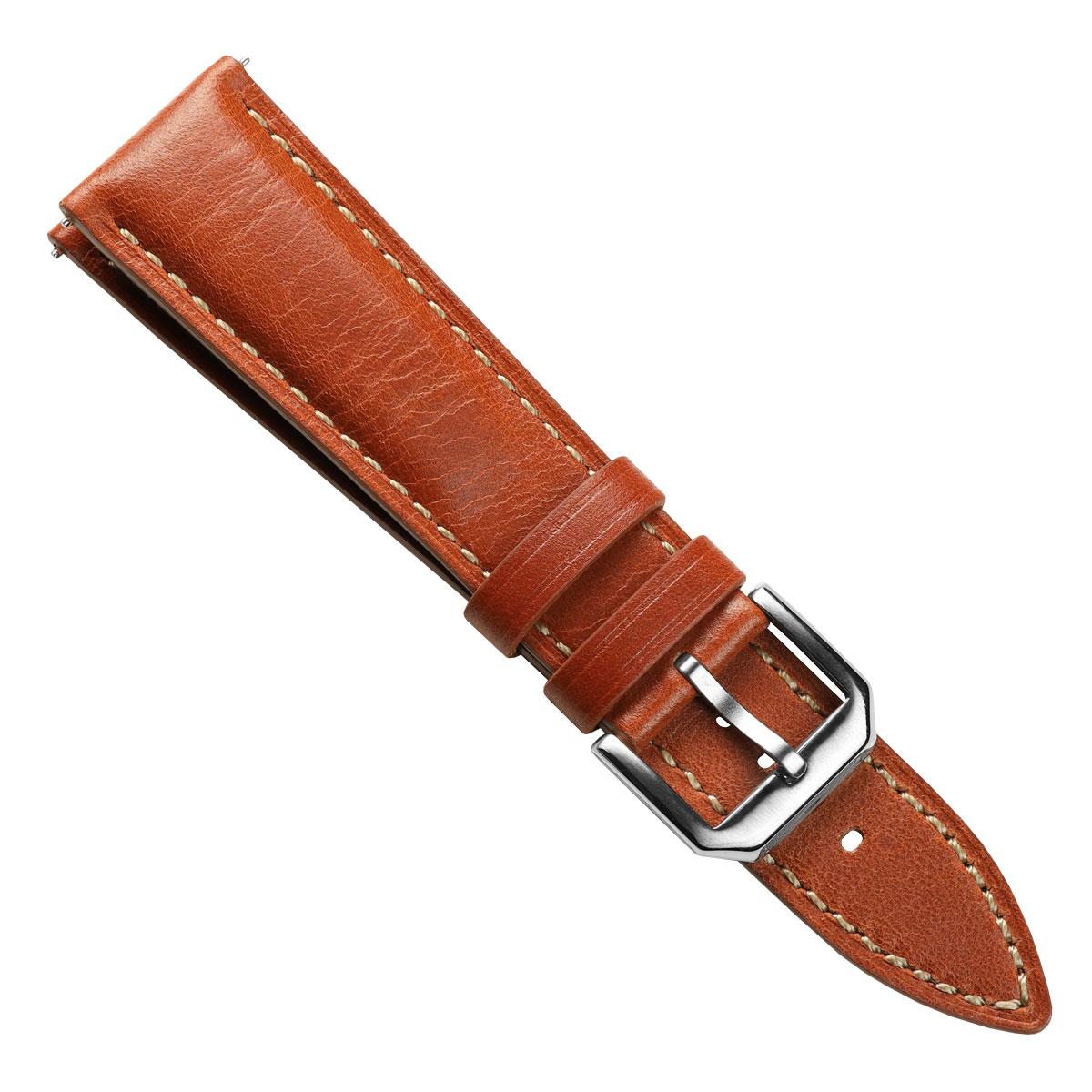 Tenby Classic Padded Genuine Leather Watch Strap - Rust Brown