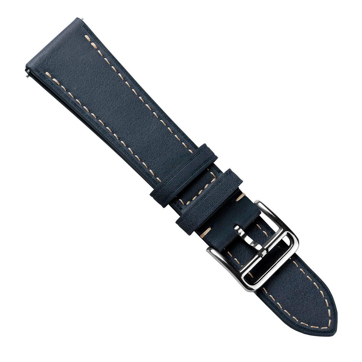 Brixham Special Buckle Vintage Leather Watch Strap - Dark Blue