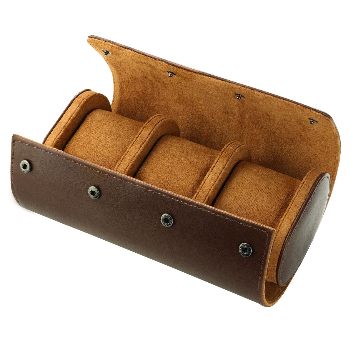 WatchGecko 3 Watch Travel Roll Case - Brown