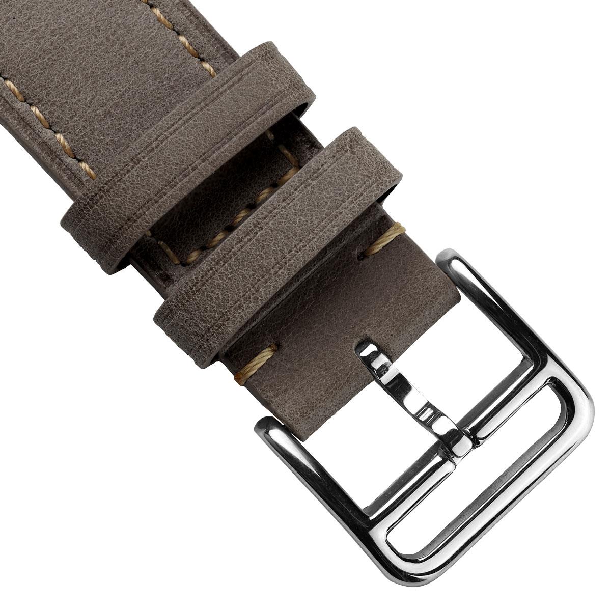 Brixham Special Buckle Vintage Leather Watch Strap - Dark Grey