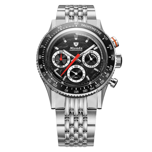 Nivada Grenchen Chronoking Mecaquartz Racing Black - 38mm - Beads of Rice