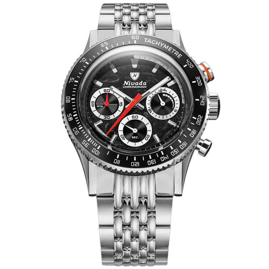 Nivada Grenchen Chronoking Mecaquartz Racing Black - 38mm - Beads of Rice