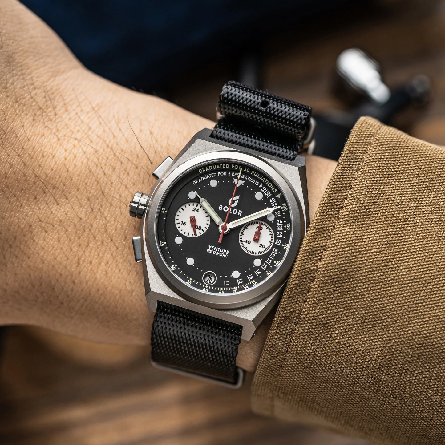 Boldr Venture Field Medic Chronograph Watch Field Medic II Destro LIKE NEW