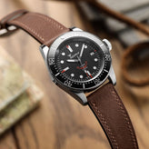 Ravello Tuscan Leather Watch Strap - Medium Brown on Squale 1545