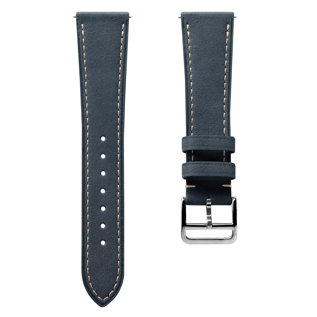 Brixham Special Buckle Vintage Leather Watch Strap - Dark Blue