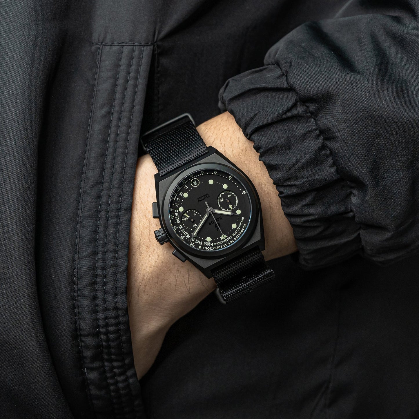Boldr Venture Field Medic Chronograph Watch Stealth Blackout