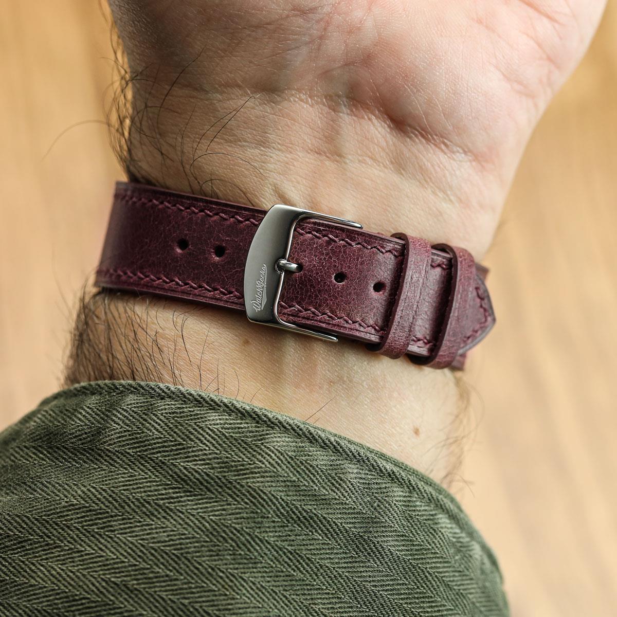 Ravello Tuscan Leather Watch Strap - Bordeaux