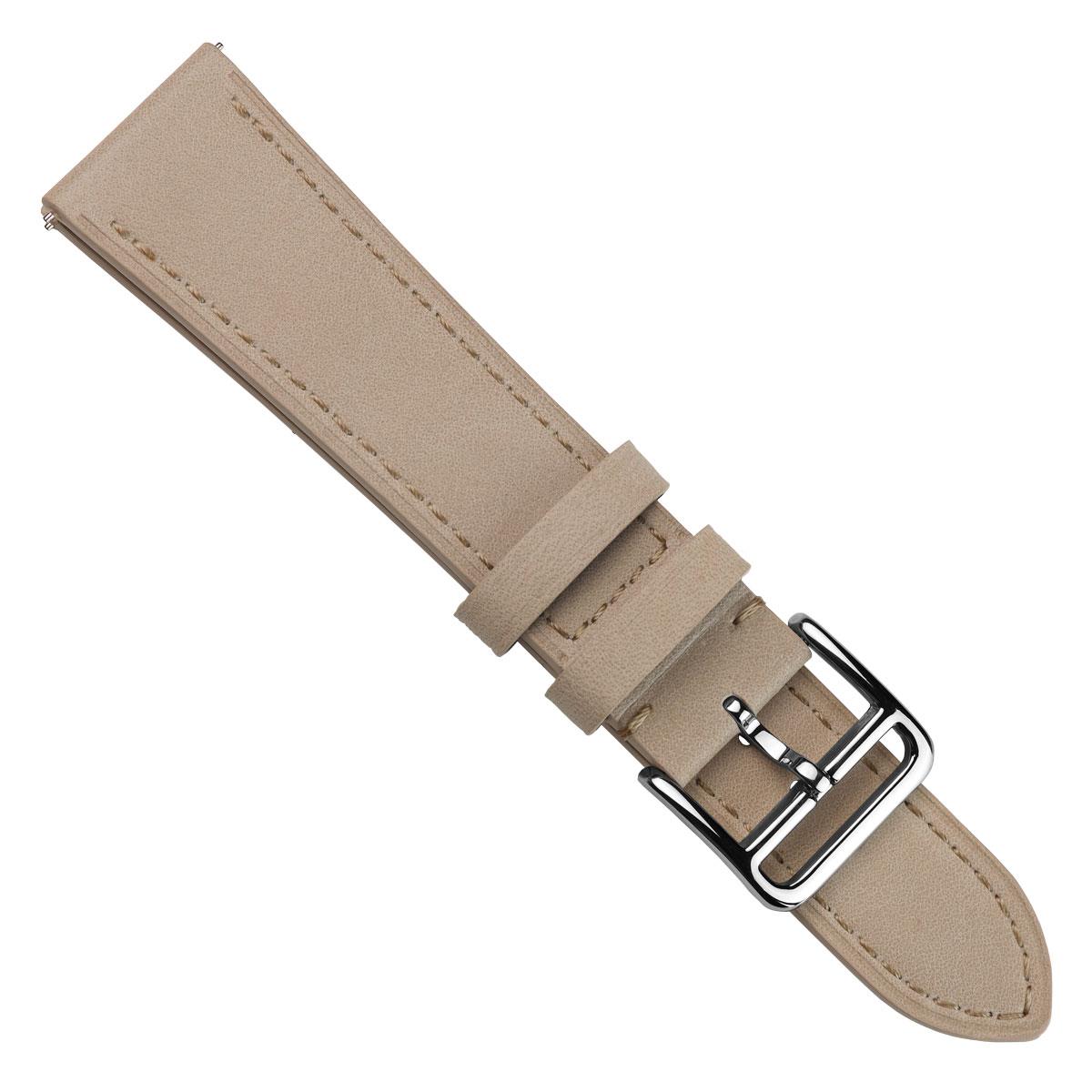 Brixham Flat Leather Watch Strap - Pastel Beige