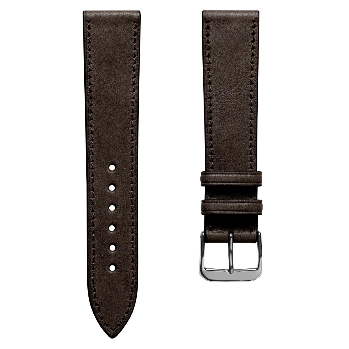Camden Hand-Stitched Genuine Leather Watch Strap - Mocha Dark