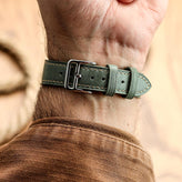 WatchGecko Brixham Special Buckle Vintage Leather Watch Strap - Sage Green