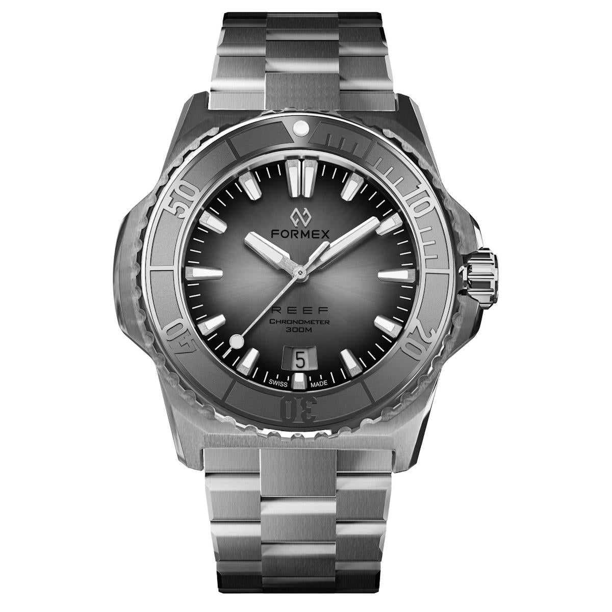 FORMEX Baby REEF Automatic Chronometer COSC 300M Steel Bracelet Silver Dial Steel Bezel
