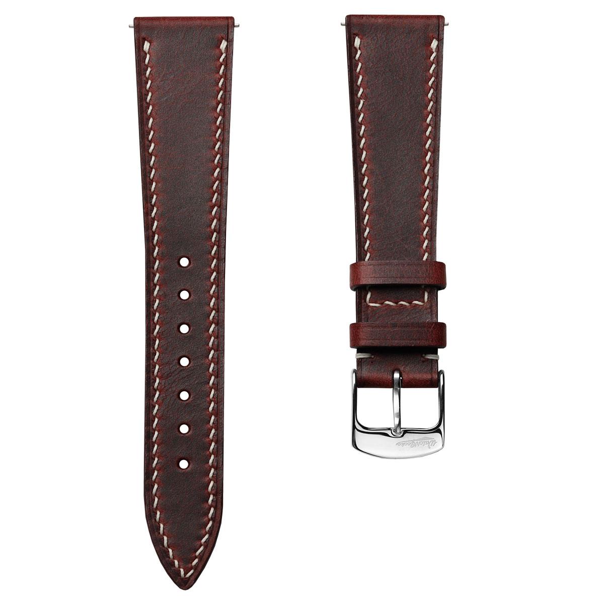 German Hand-Stitched Crazy Horse Leather Watch Strap Bordeaux