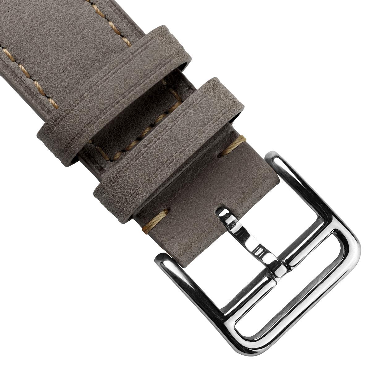 WatchGecko Brixham Special Buckle Vintage Leather Watch Strap - Grey