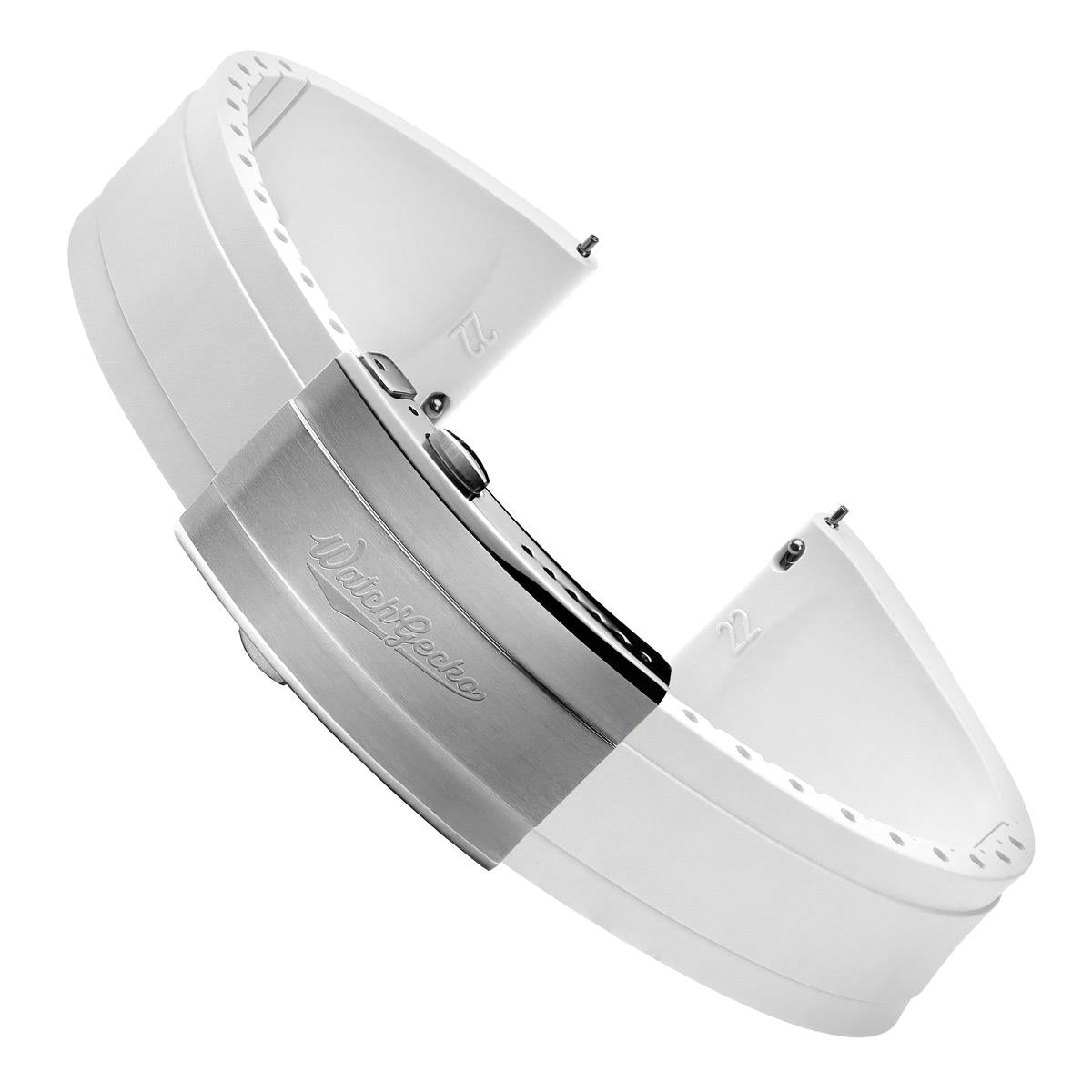 WatchGecko Sedona Rubber Deployant Watch Strap - White
