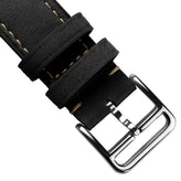 Brixham Special Buckle Vintage Leather Watch Strap - Black