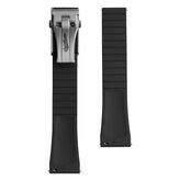 WatchGecko Sedona Rubber Deployant Watch Strap - Black