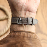 Brixham Special Buckle Vintage Leather Watch Strap - Dark Grey