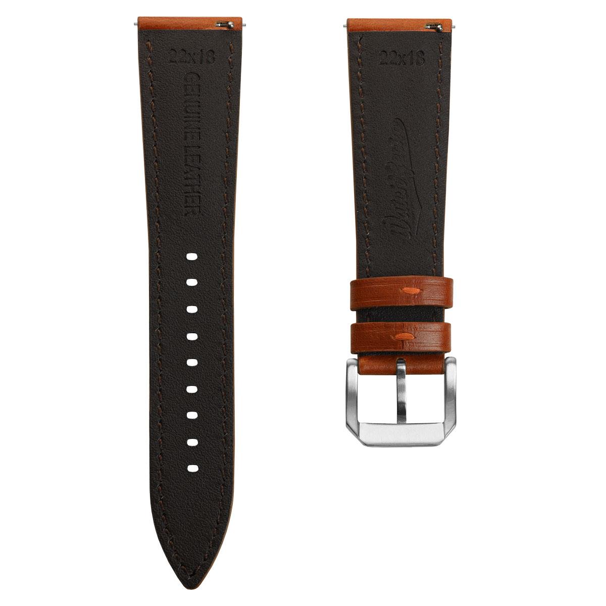 Tenby Classic Padded Genuine Leather Watch Strap - Rust Brown