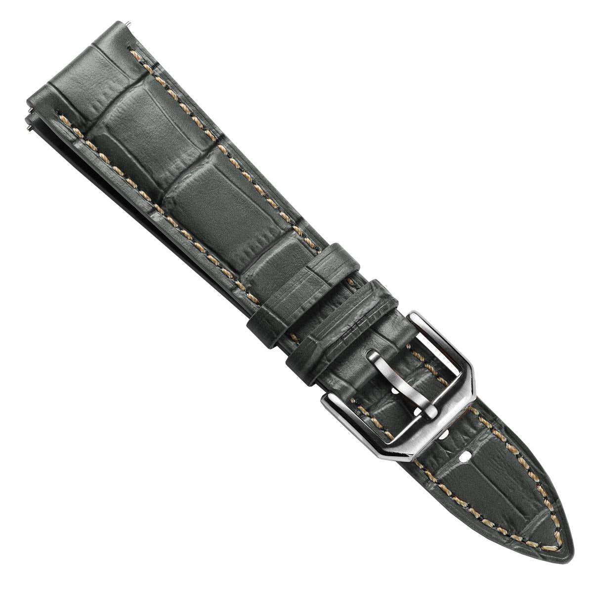 Carolina Gator Print Genuine Leather Watch Strap - Grey