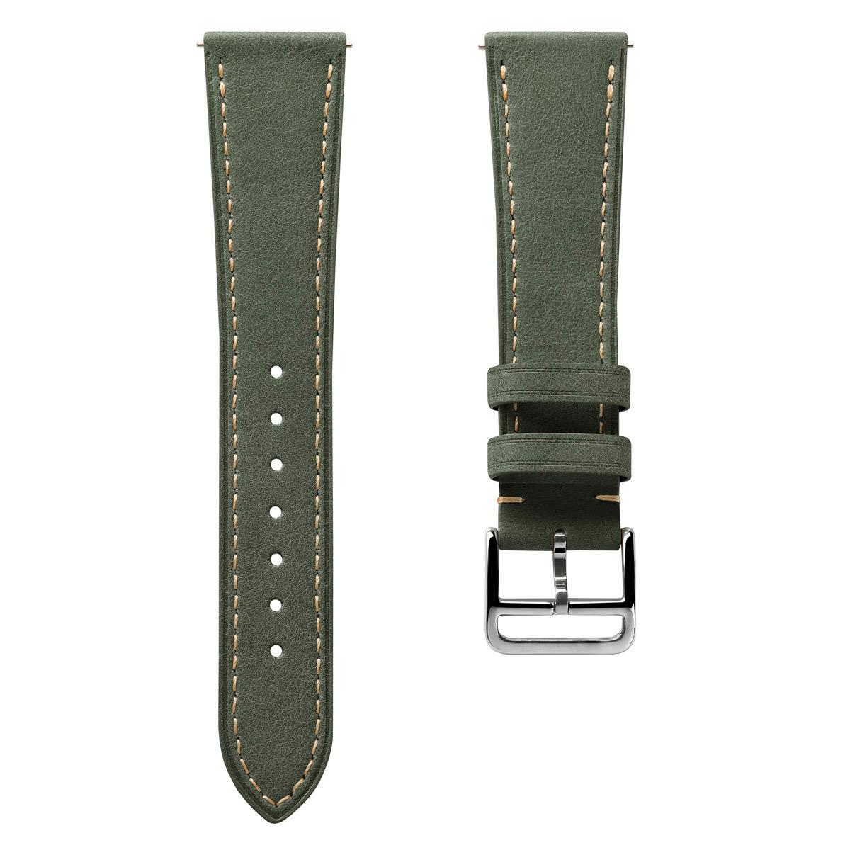 WatchGecko Brixham Special Buckle Vintage Leather Watch Strap - Sage Green