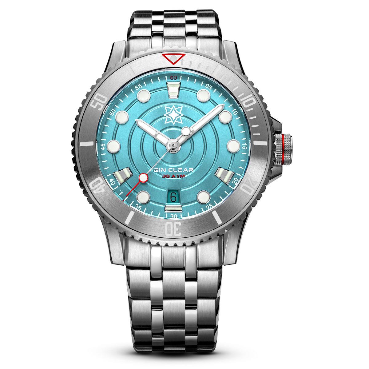 Second Hour Gin Clear MK2 Ripple - Pale Aqua | WatchGecko