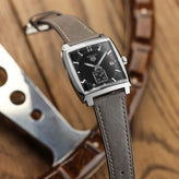 WatchGecko Brixham Special Buckle Vintage Leather Watch Strap - Grey on Tag Heuer Monaco