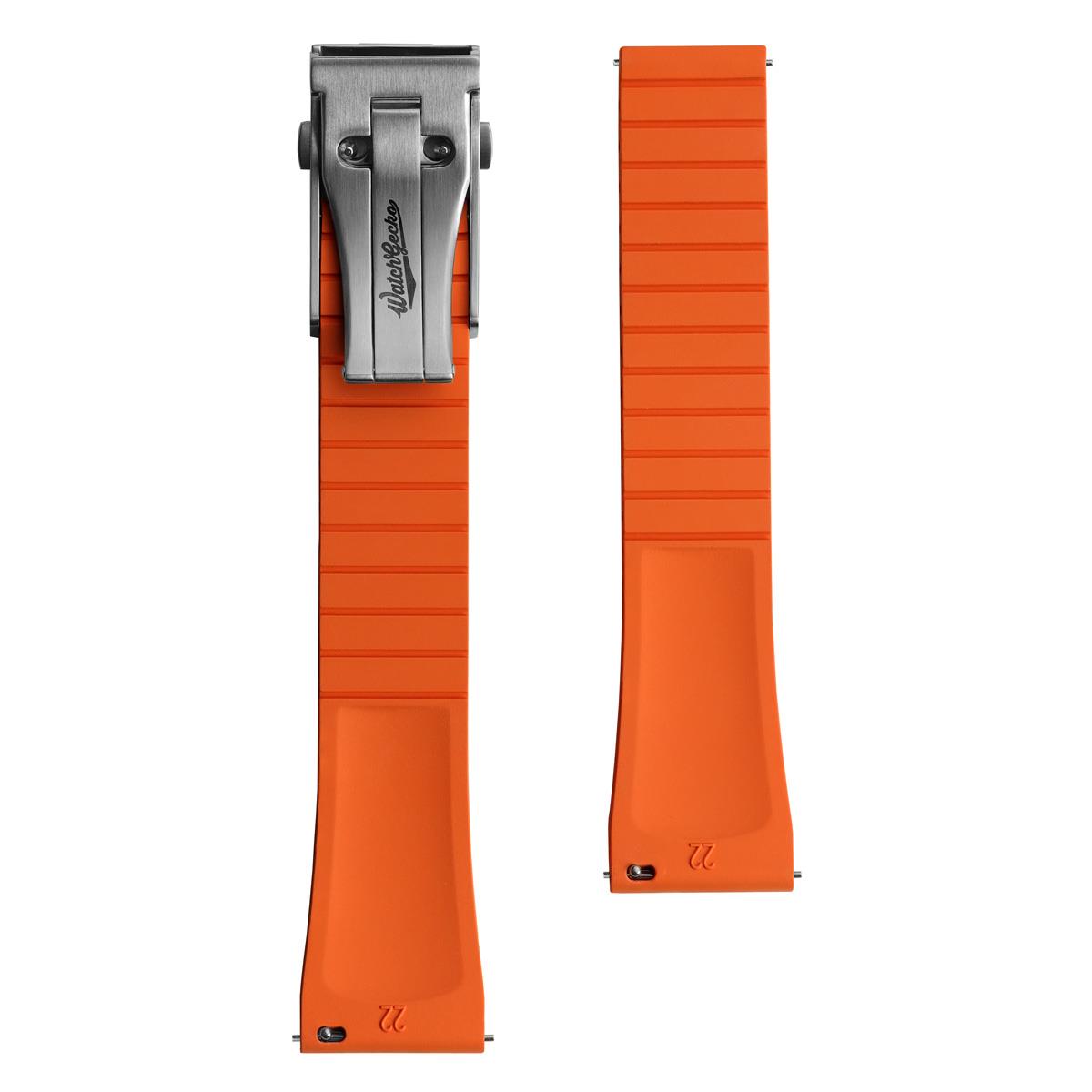 WatchGecko Sedona Rubber Deployant Watch Strap - Orange