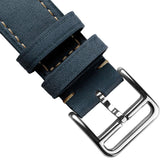 Brixham Special Buckle Vintage Leather Watch Strap - Dark Blue