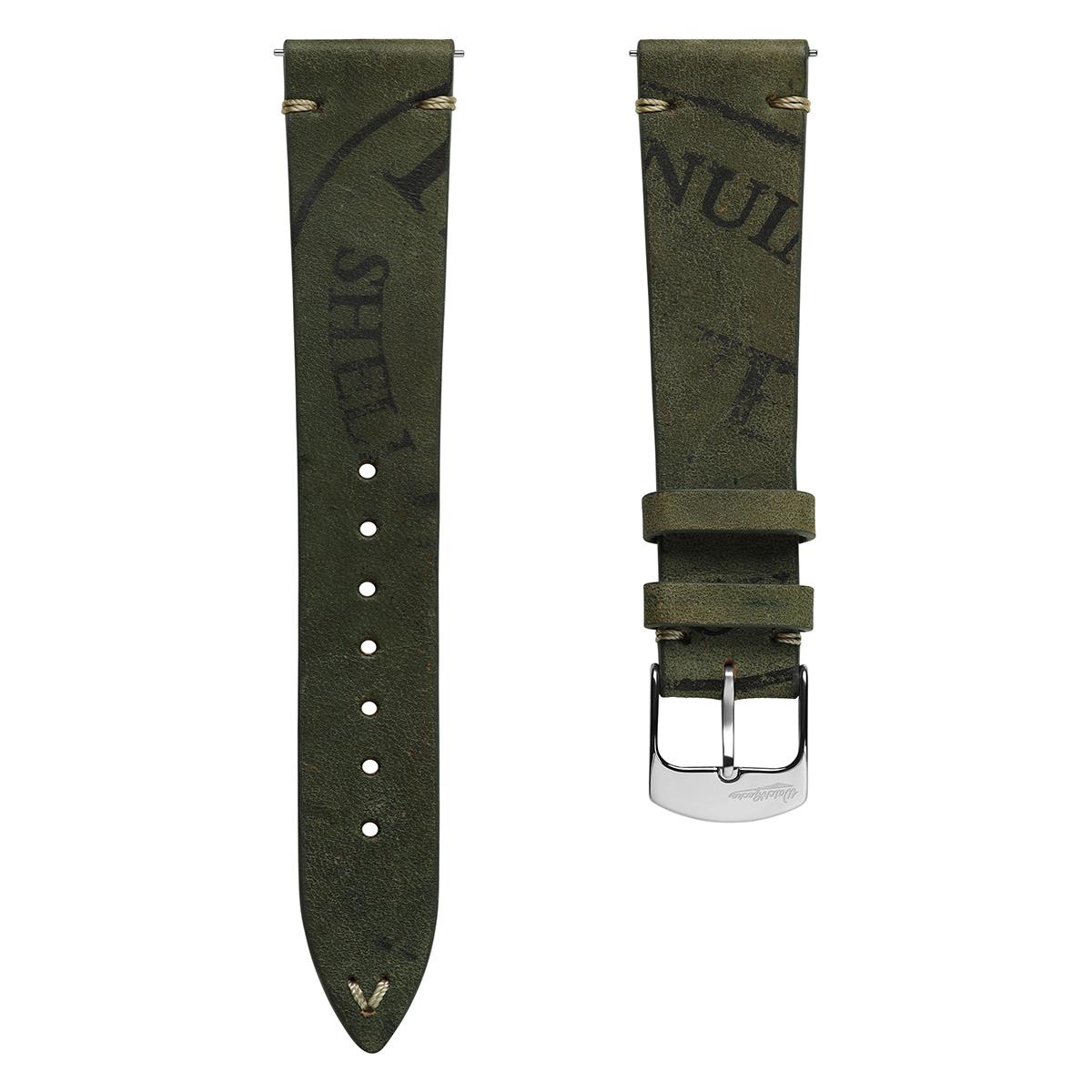 Newham Inverted Horween Shell Cordovan Watch Strap Olive Green