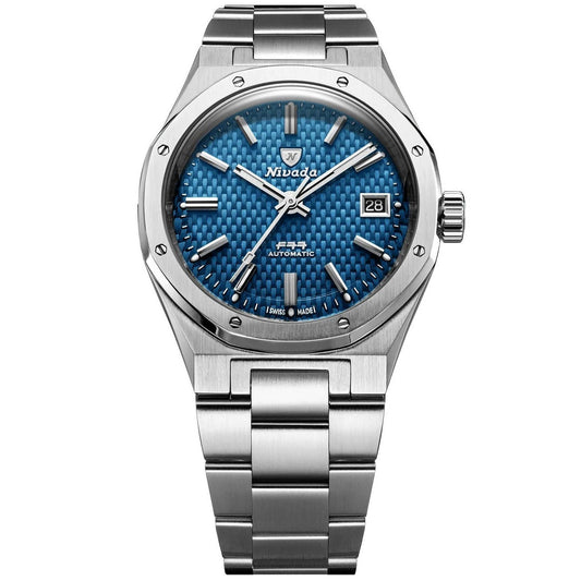 Nivada Grenchen F77 SST Blue MK2 - 38mm - Flat Link Bracelet