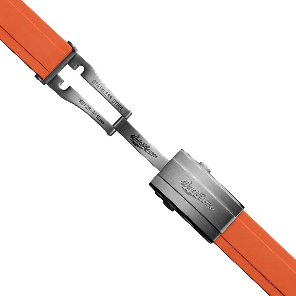 WatchGecko Sedona Rubber Deployant Watch Strap - Orange