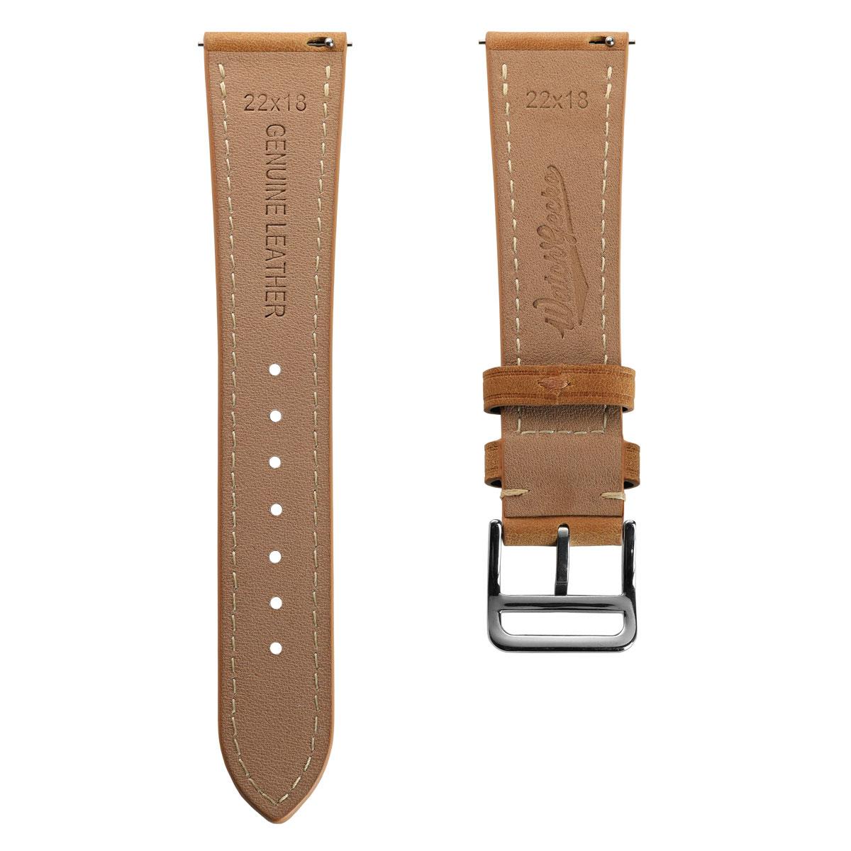 WatchGecko Brixham Special Buckle Vintage Leather Watch Strap - Light Brown