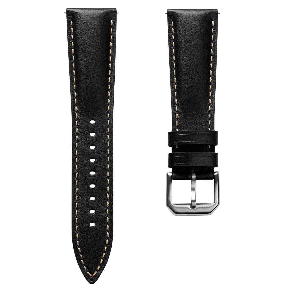 Tenby Padded Genuine Leather Watch Strap - Classic Black | WatchGecko