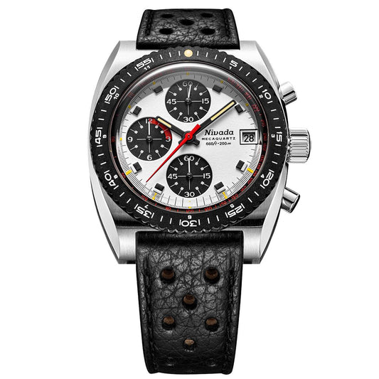 Nivada Grenchen Autochron Panda - Black Racing Strap