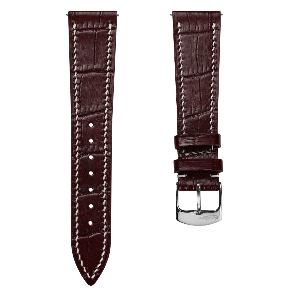 Genuine Alligator Watch Strap – Premium Exotic Skin Chestnut Color Cognac Brown Alligator (Padded) Leather Strap (Made-to-Order) main image 4