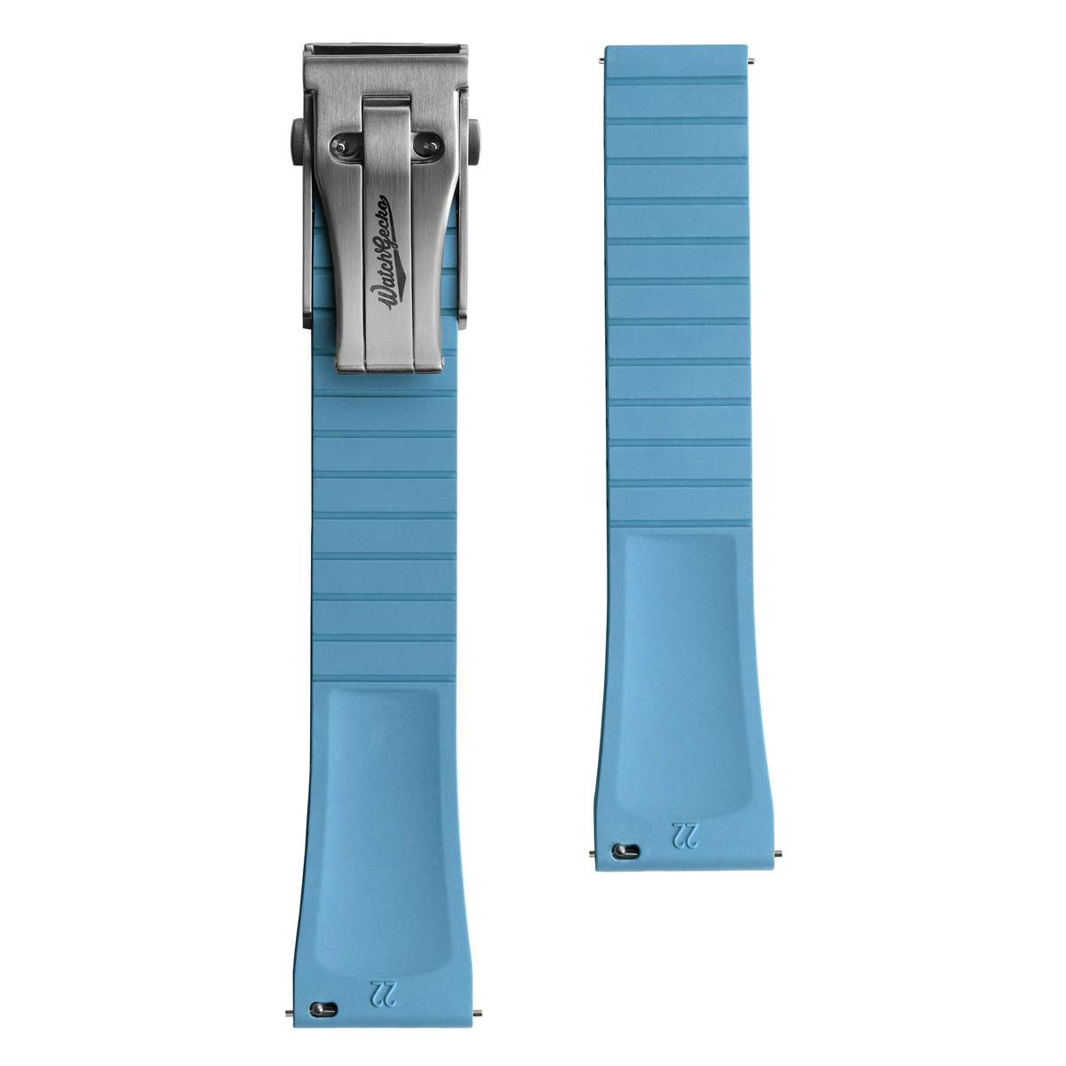 WatchGecko Sedona Rubber Deployant Watch Strap - Light Blue