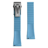 WatchGecko Sedona Rubber Deployant Watch Strap - Light Blue