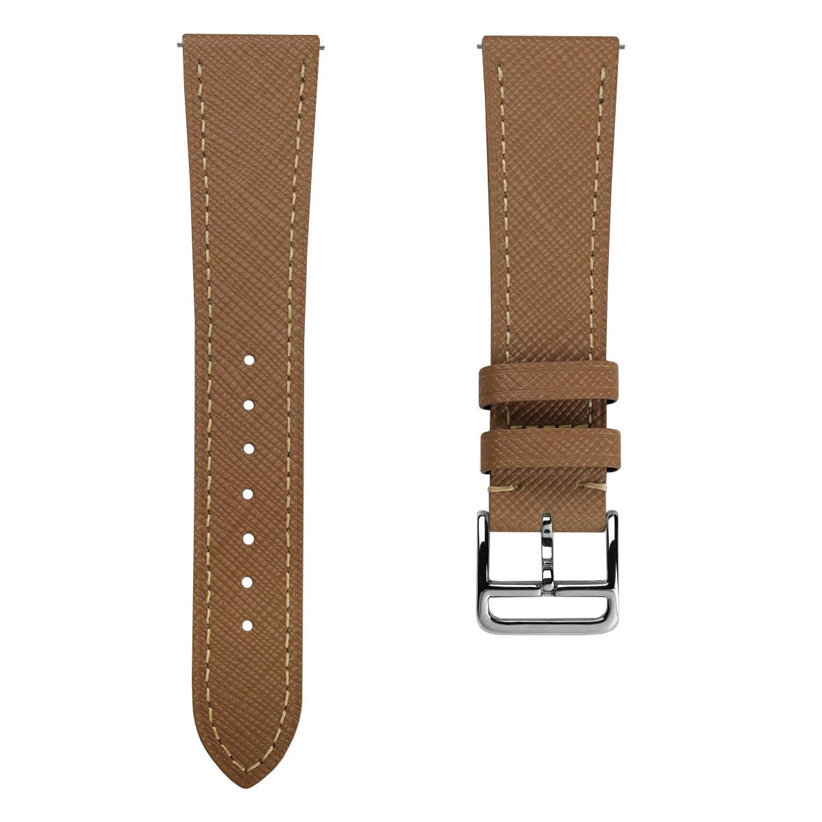Brixham Saffiano Leather Watch Strap - Tan | WatchGecko