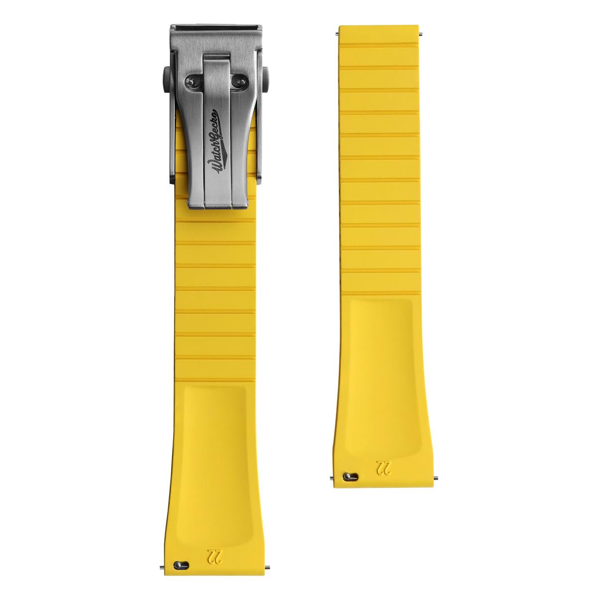 WatchGecko Sedona Rubber Deployant Watch Strap - Yellow