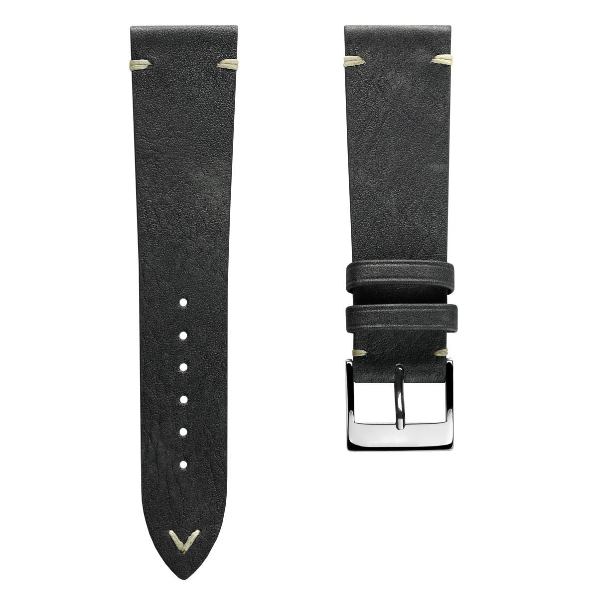 Winslow V-Stitch Patina Leather Watch Strap - Platinum