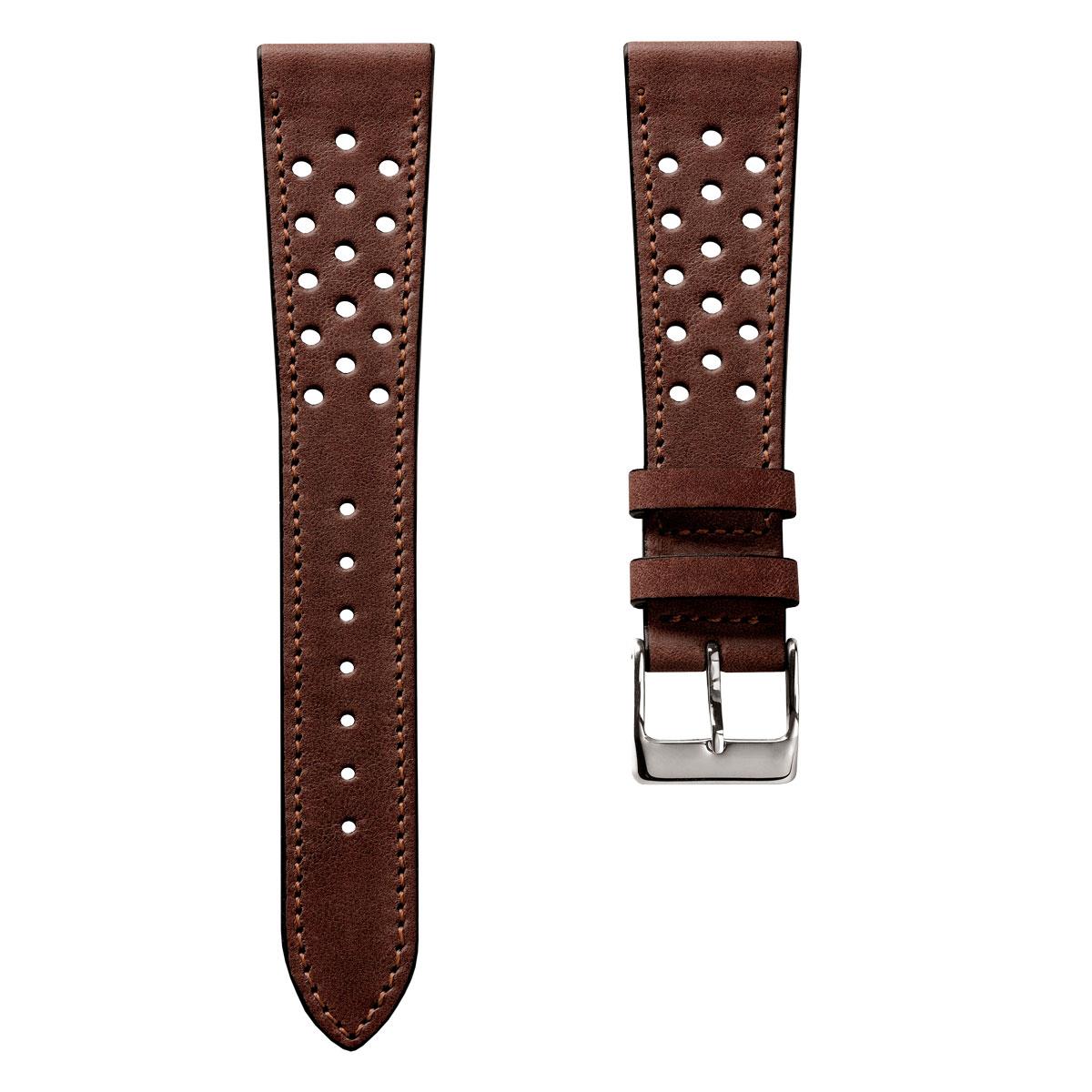 WatchGecko Missouri Perforated Leather Watch Strap Medium Brown