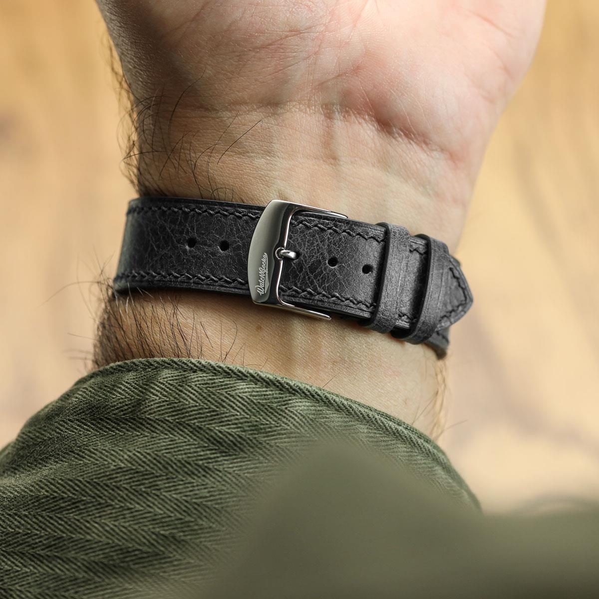 Ravello Tuscan Leather Watch Strap - Black
