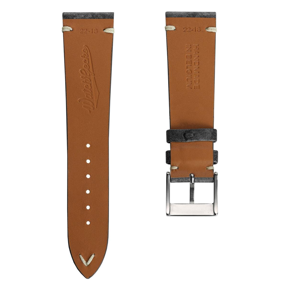 Winslow V-Stitch Patina Leather Watch Strap - Platinum