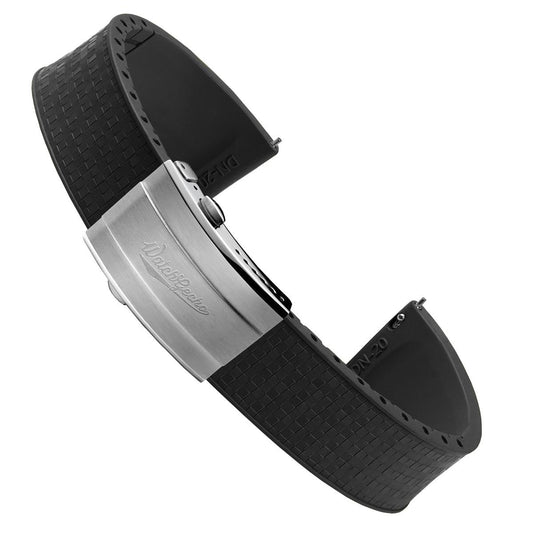 Mosaic CTS Rubber Watch Strap with Push Button Buckle - Jet Black