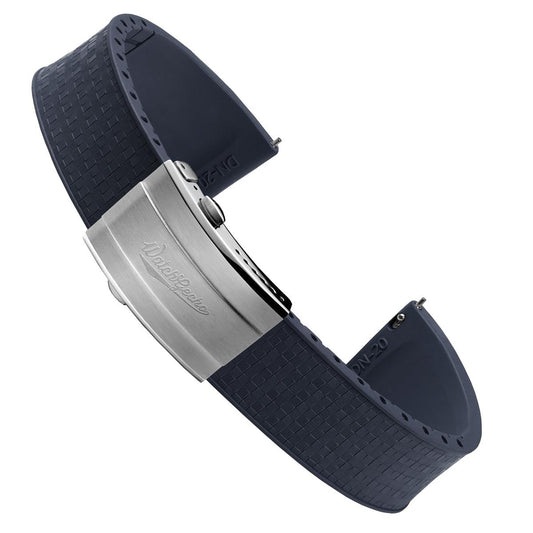 Mosaic CTS Rubber Watch Strap with Push Button Buckle - Navy Blue