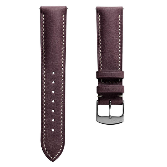 Lerano Tuscan Padded Leather Watch Strap - Bordeaux