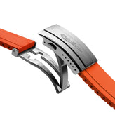 WatchGecko Sedona Rubber Deployant Watch Strap - Orange
