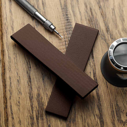WatchGecko 400 Italian Rubber Strap 2 Additional Parts - Brown