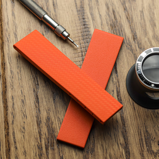 WatchGecko 400 Italian Rubber Strap 2 Additional Parts - Orange